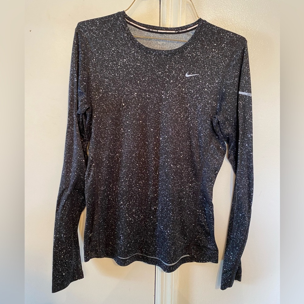 Nike Black Speckled Long Sleeve Dri-FIT Top